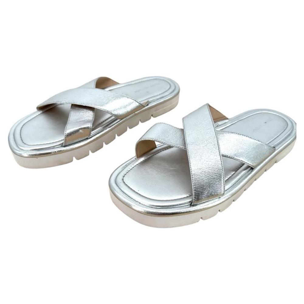 Stuart Weitzman Metallic Silver Slide Sandals